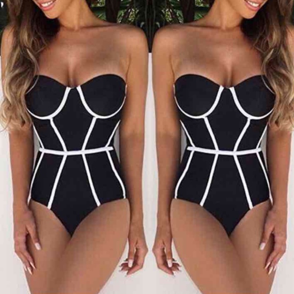 Black Tuxedo One Pieces Swimsuit